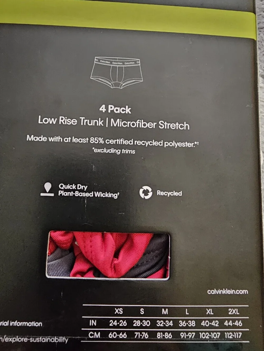 Calvin Klein Mens Low Rise 4 Pack Trunks in Multi Size Medium